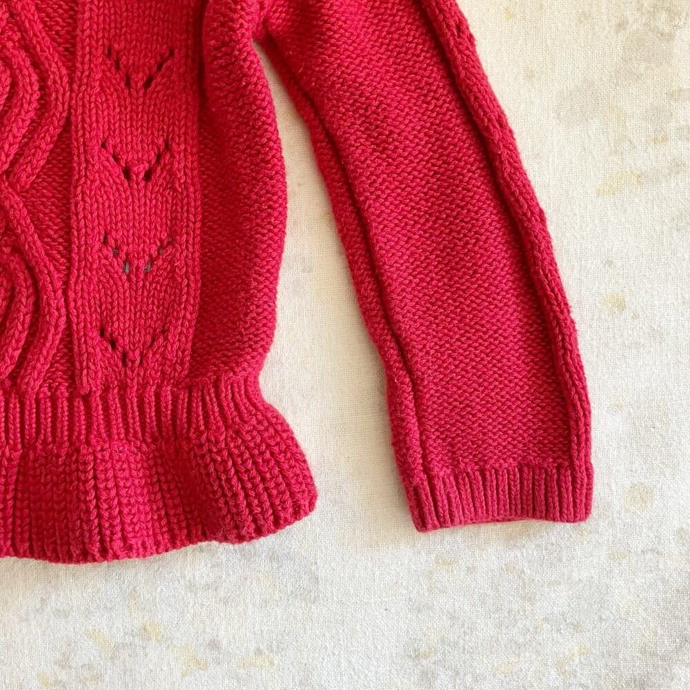 babyGap Baby Girl 6-12M Sweater Red Cable Knit Pointelle Long Sleeve Ruffle - Picture 5 of 5